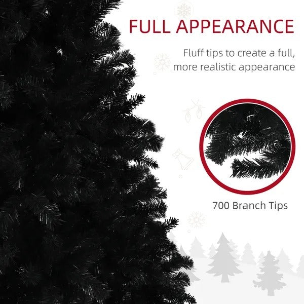 5’ Black Christmas Tree With Auto Open, Flame Retardant And Easy Assembled Steel Base