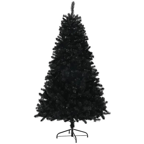 5’ Black Christmas Tree With Auto Open, Flame Retardant And Easy Assembled Steel Base
