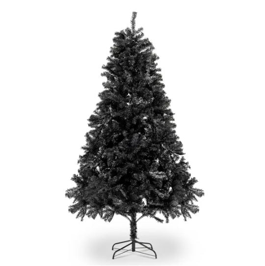 7’ Black Christmas Tree With Auto Open, Flame Retardant And Easy Assembled Steel Base