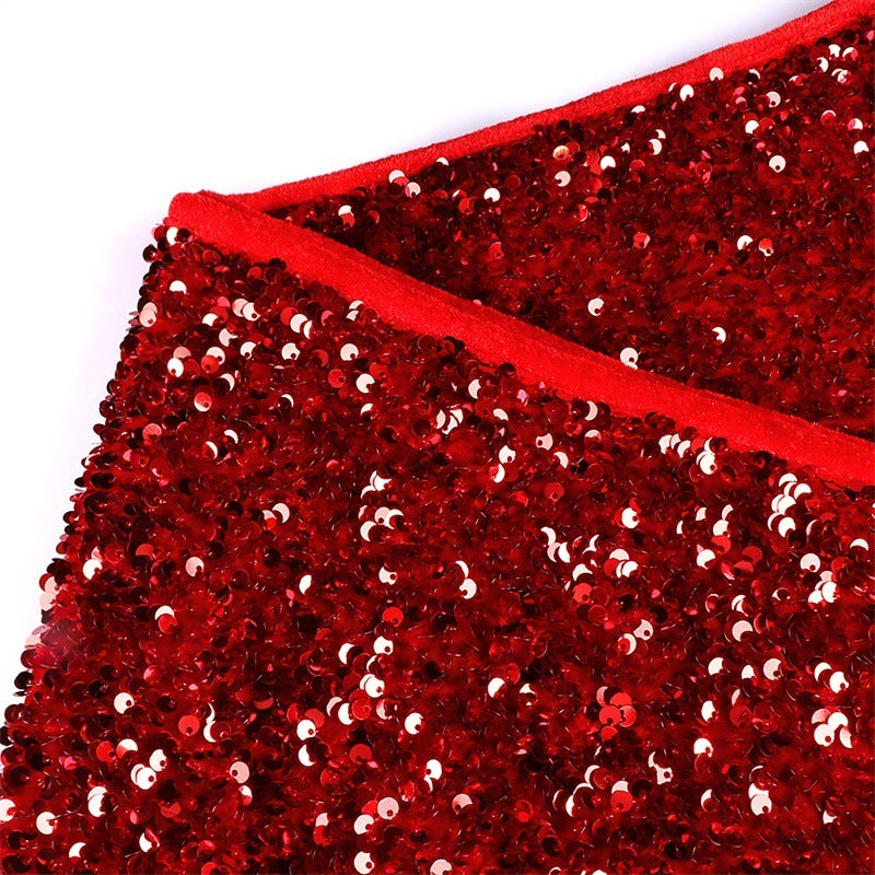 Glittering Crimson Sparkle Christmas Tree Skirt