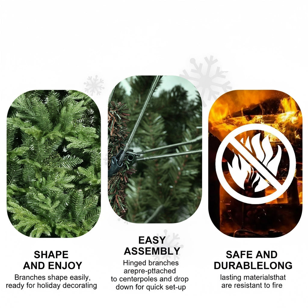 5’ Green Christmas Tree With Auto Open, Flame Retardant & Easy Assembled Steel Base