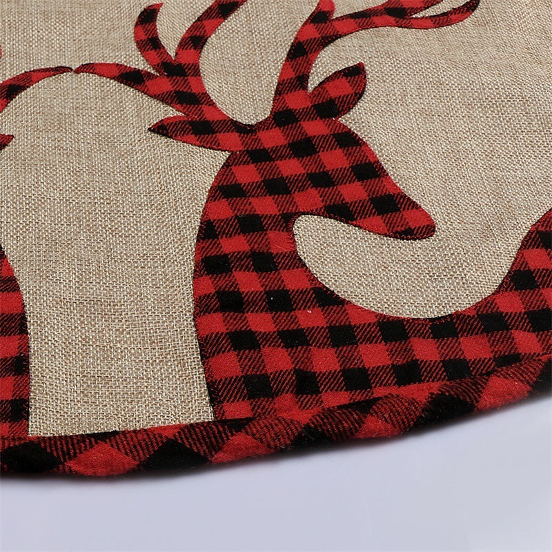 Rustic Reindeer & Buffalo Plaid Christmas Tree Skirt