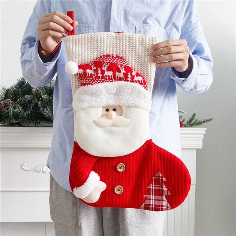 Handcrafted Knit Character Christmas Stocking Candy Bag