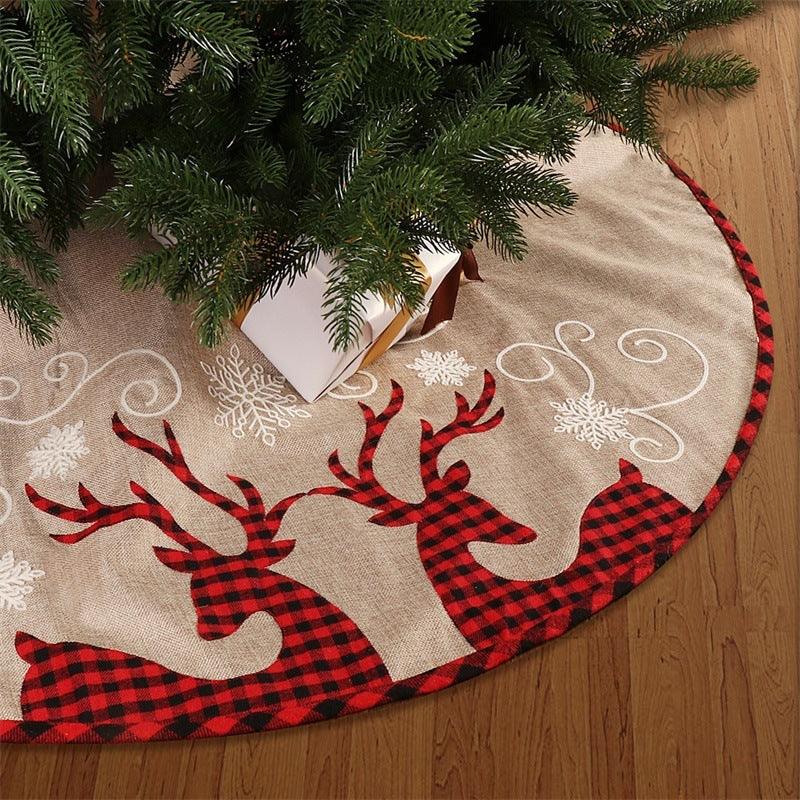 Rustic Reindeer & Buffalo Plaid Christmas Tree Skirt