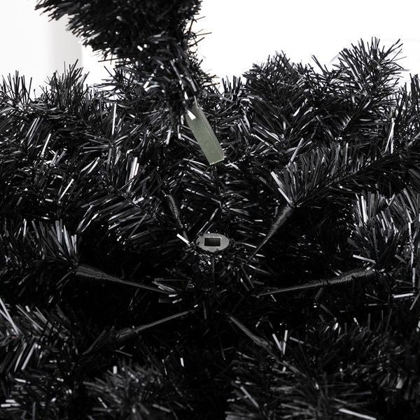 6’ Black Christmas Tree With Auto Open, Flame Retardant And Easy Assembled Steel Base